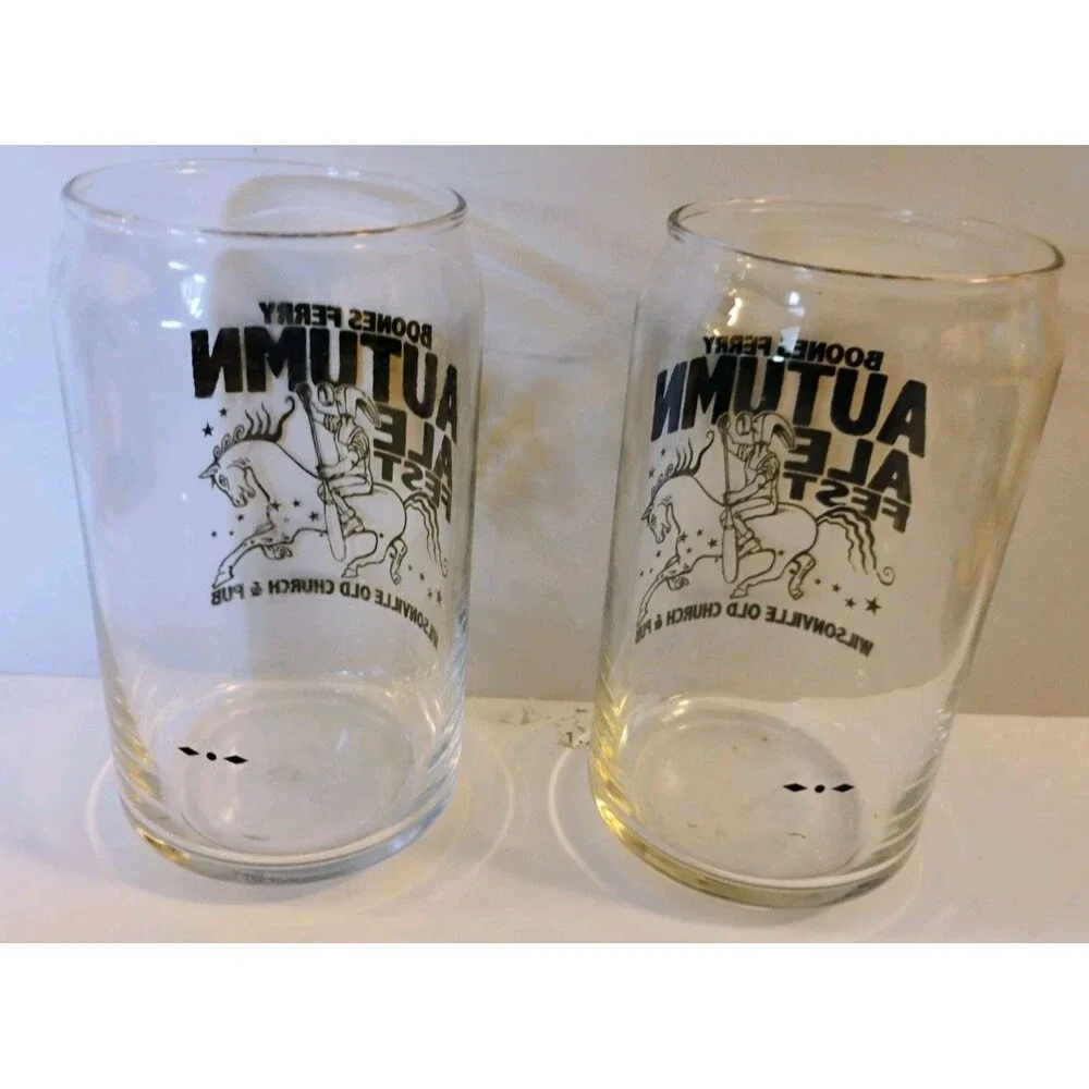 Set of 2 McMenamins Boones Ferry Autumn Ale Fest Can Glasses Wilsonville OR